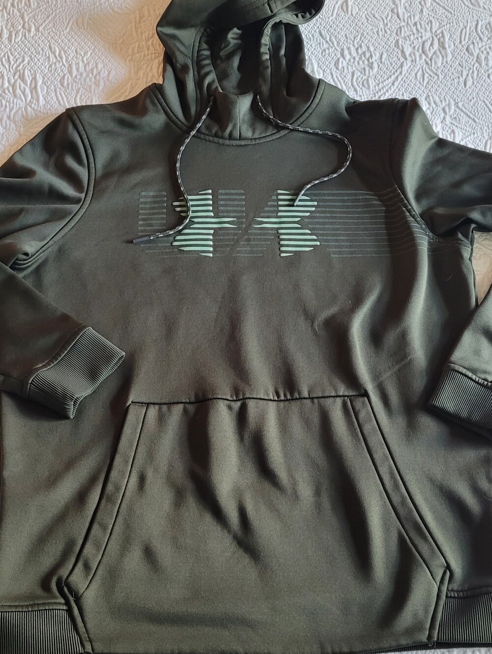 Under Armour Coldgear Olive Size Medium Pullover Hooded Sweatshirt